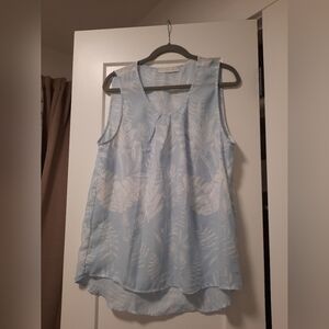 Light Blue Sleeveless Floral Top